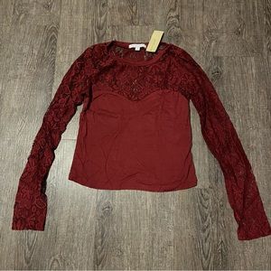 Don’t Ask Why - Burgundy Lacy Long Sleeve Shirt